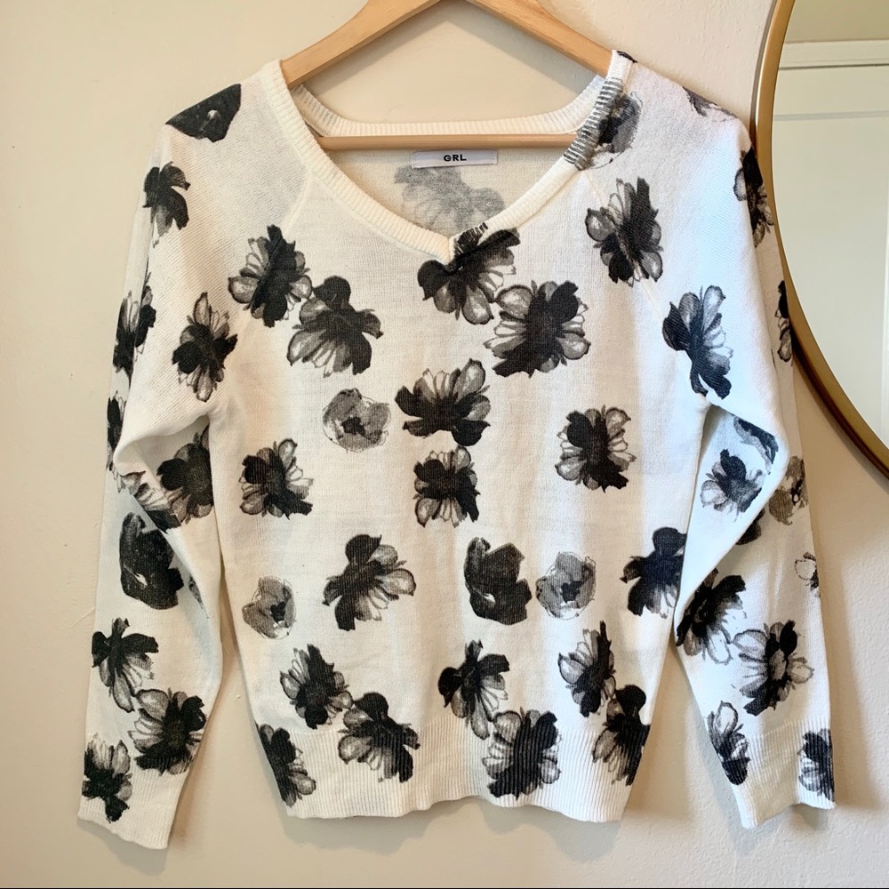 GRL Floral Print Sweater